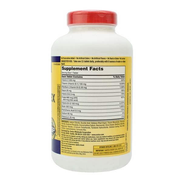 Viên uống bổ sung vitamin b kirkland super b-complex chai 500 viên giảm căng thẳng suy nhược cơ thể
