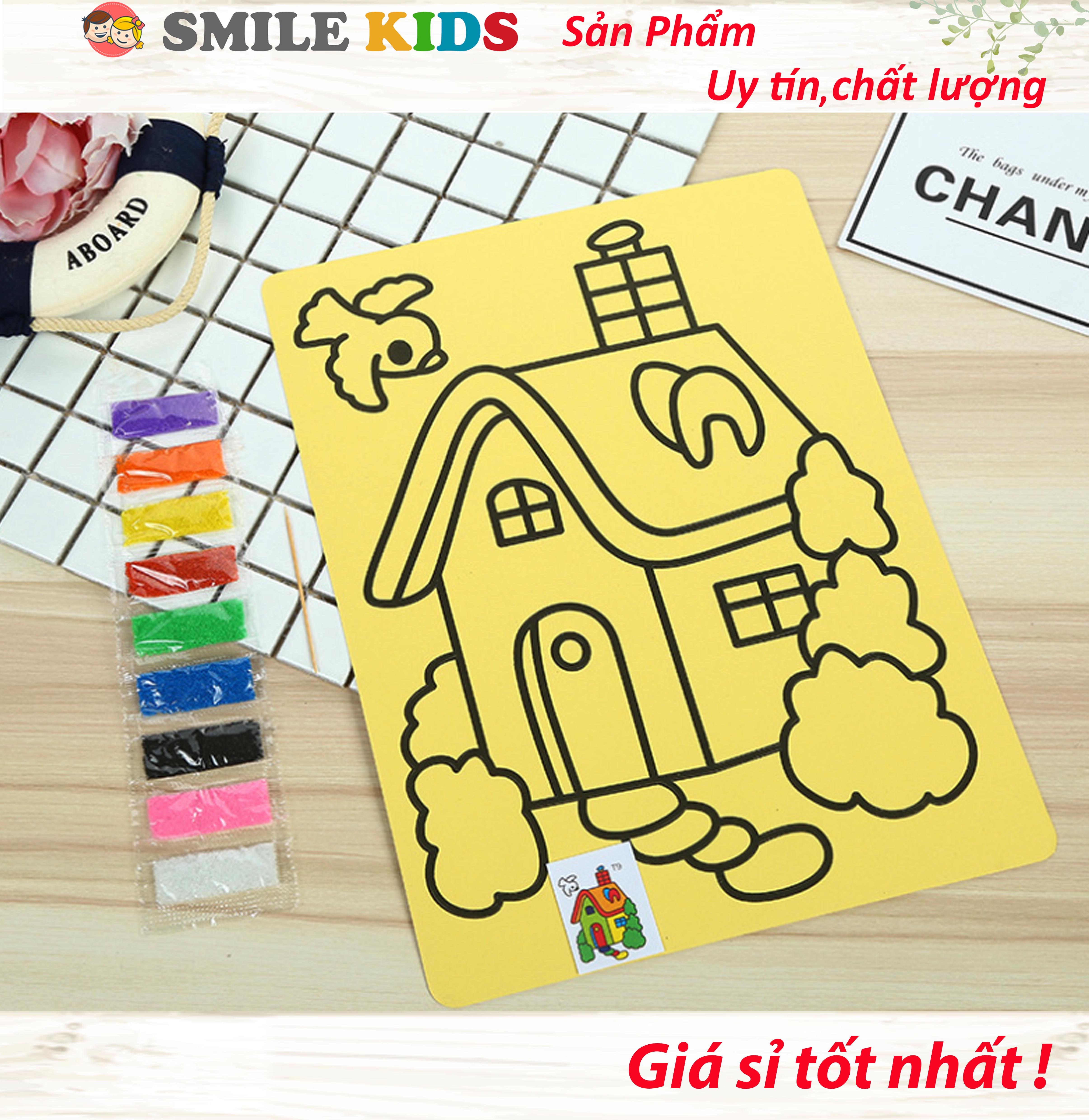 [COMBO ] - 10 tranh cát khổ A4 nền vàng cho bé( có kèm cát)