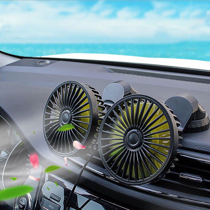 Quạt Đôi Mini Trên Xe Ô Tô, Quạt USB Xoay 360 Độ, Công Suất Mạnh, Tiết Kiệm Điện Năng - Quạt Đơn