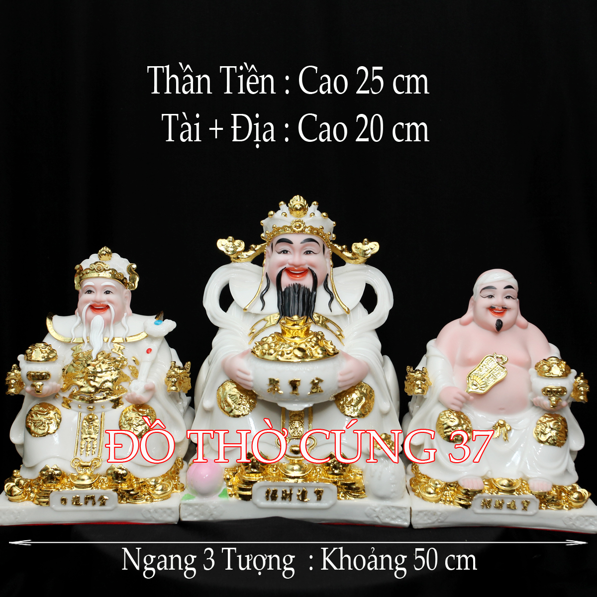 [ BỘ 3 ÔNG MÀU TRẮNG ] THẦN TÀI THỔ ĐỊA PHÚ QUÝ +THẦN TIỀN  [ COMPOSITE + BỘT ĐÁ ]