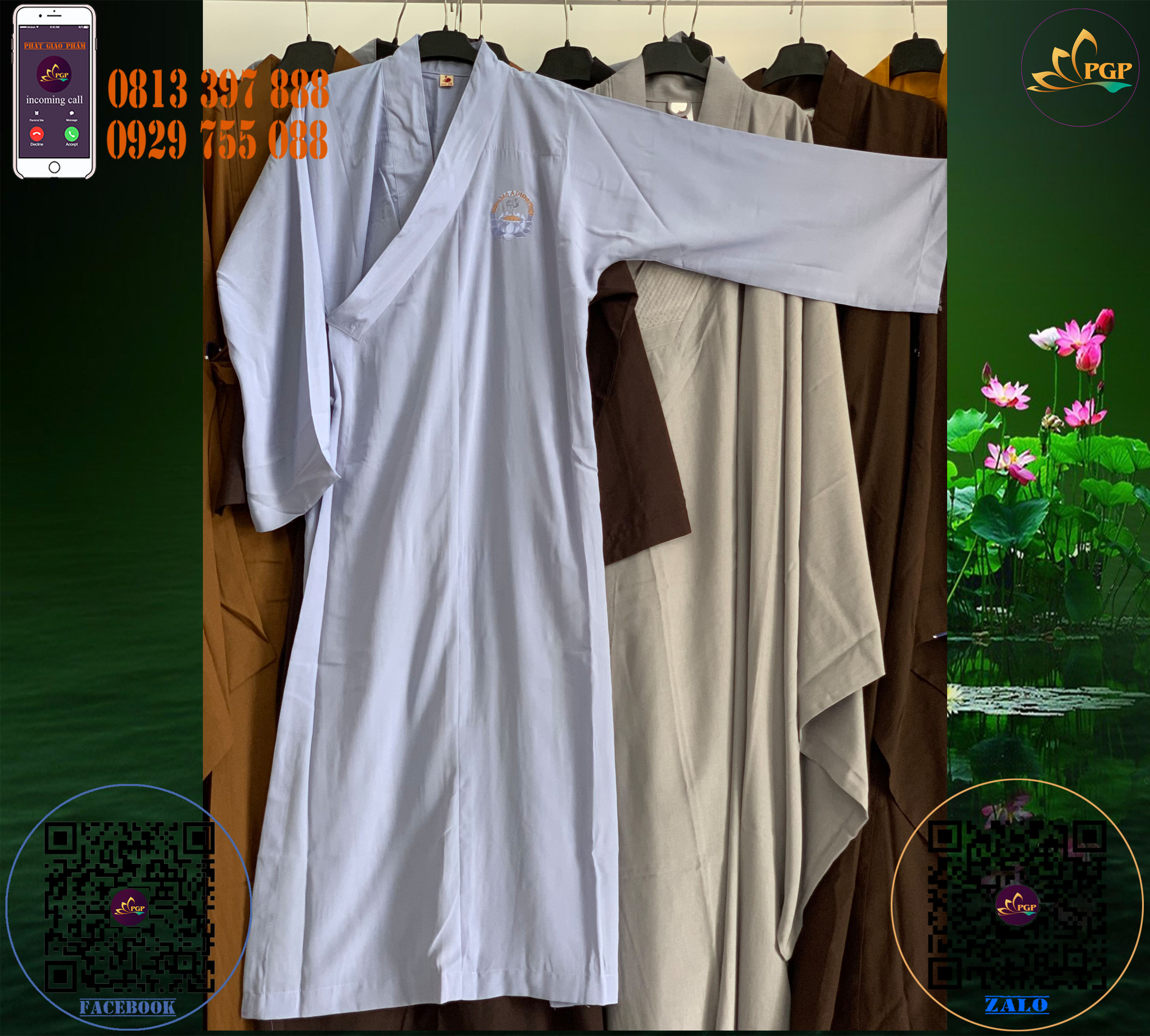 Áo Tràng Silk Phật Tử (vải siêu mát)