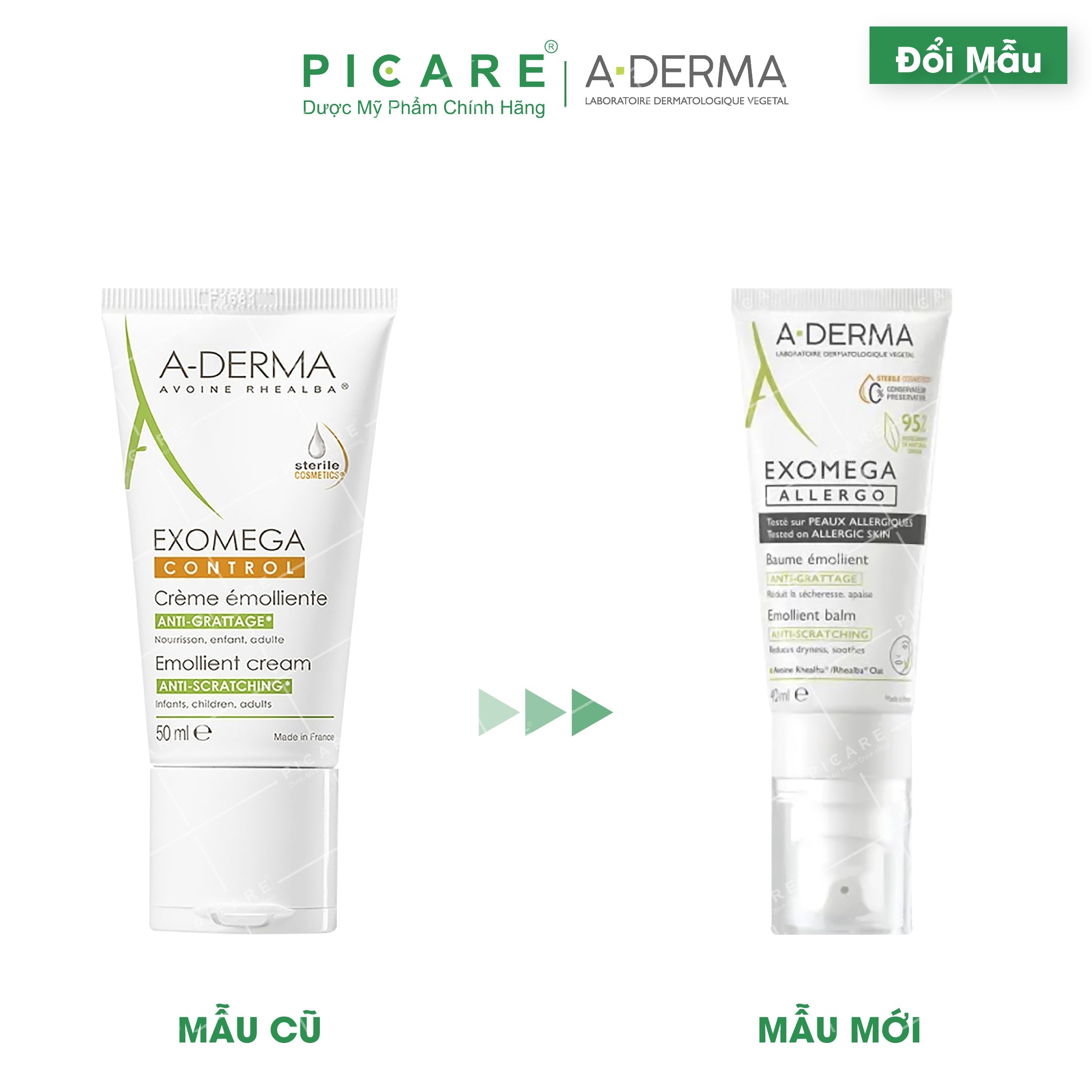 [GIẢM 20K ĐƠN 399K] Kem làm mềm, giảm kích ứng cho da quá khô A-Derma - Exomega  Emollient Cream 50ml