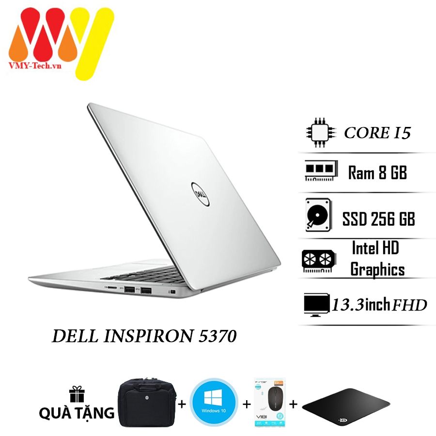 Dell Inspiron 5370 laptop, high quality silver color, 13.3 FullHD screen, Core i5, 8gb Ram, 256 SSD hard drive, 99% genuine laptop for office use