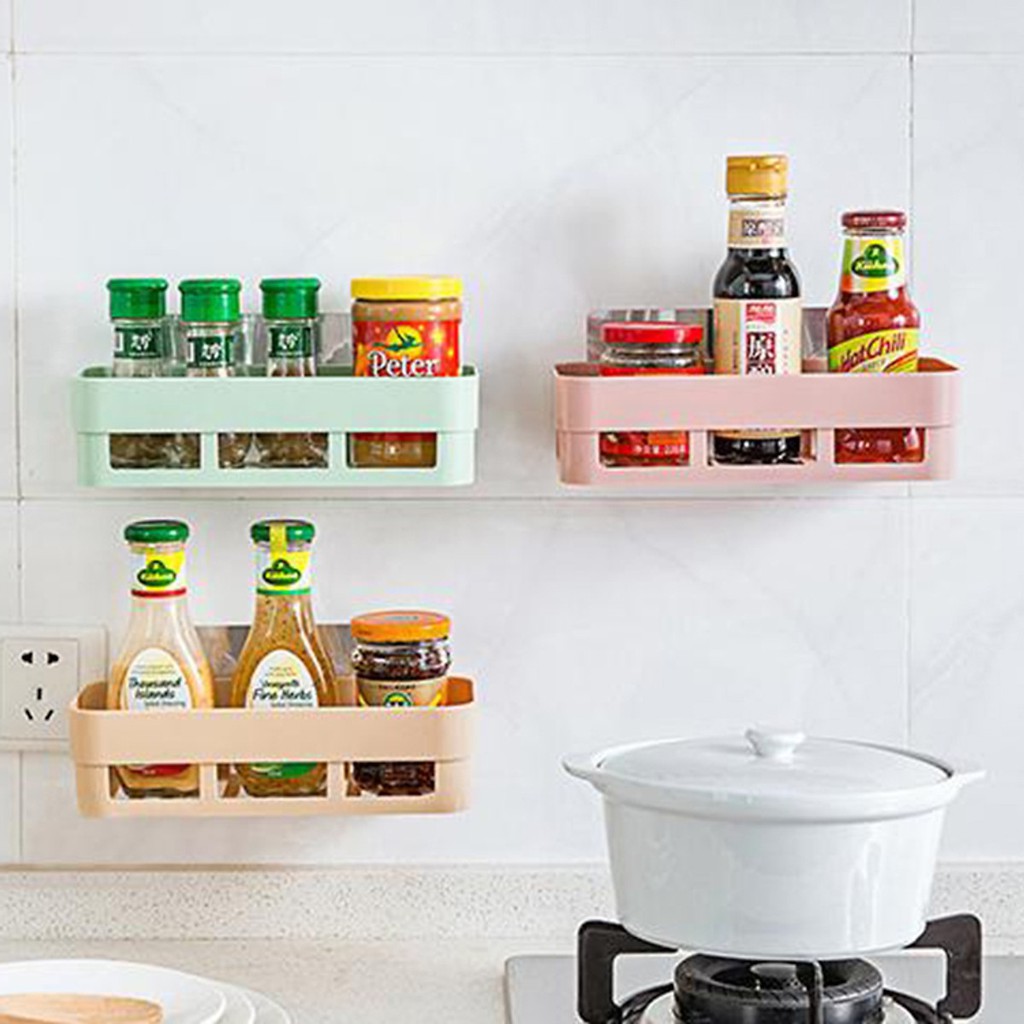 BỘ 2 KỆ DÁN ĐỰNG ĐỒ NHÀ TẮM, NHÀ BẾP