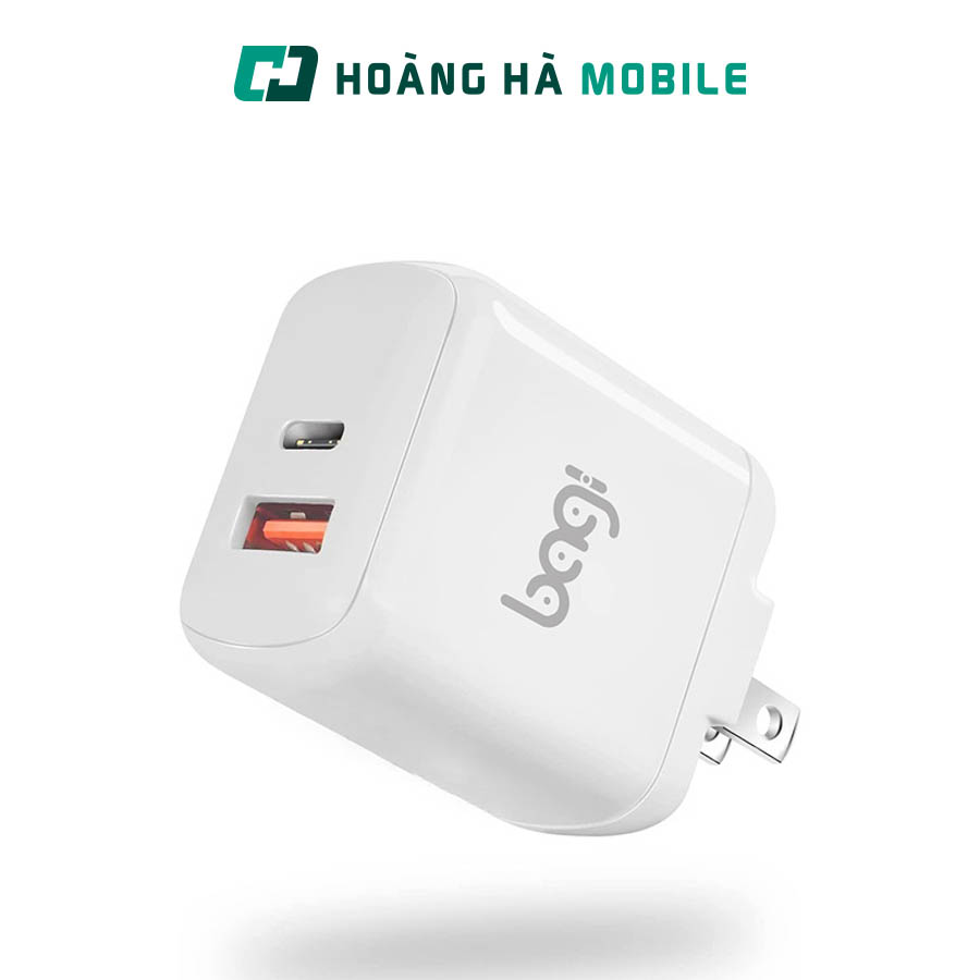 Củ sạc nhanh Bagi 30W 2 cổng USB Type-C PD30W
