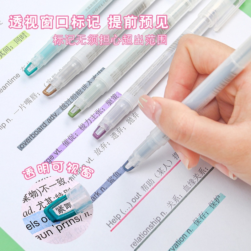 Bút dạ Highlighter Double Head bút đánh dấu hộp 6 cây