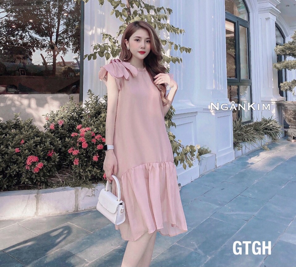 Đầm Suông Đuôi Cá - Váy Xuông Ngắn Tay Cổ Tròn Freesize Trẻ Trung- đầm bầu thời trang