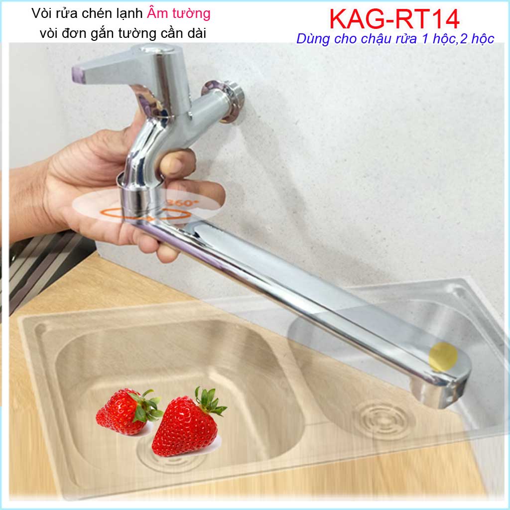 [HCM]Vòi bếp lạnh gắn tường KAG-RT14 cần dài , vòi chậu rửa chén bát âm tường nước mạnh sử dụng tốt