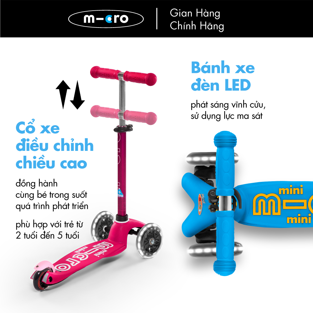 Xe trượt scooter Micro Mini Deluxe LED (phiên bản bánh xe đèn LED)