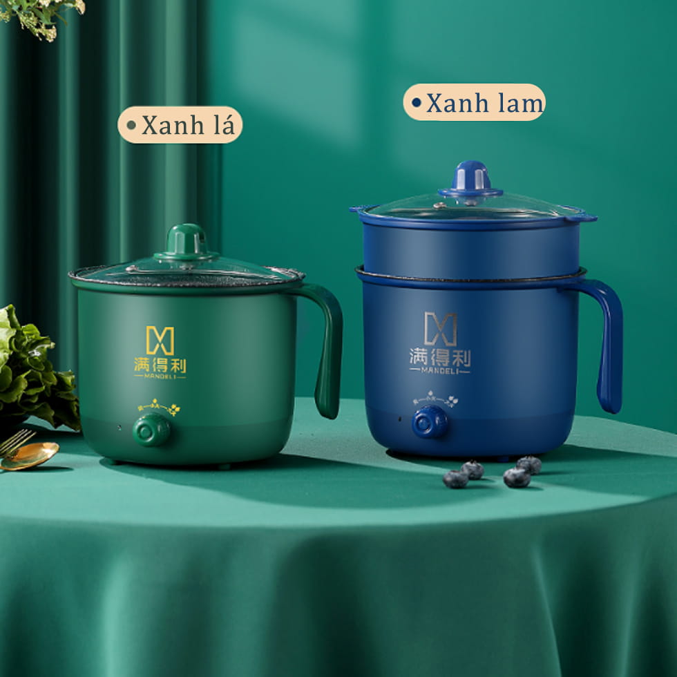Nồi Lẩu Mini Đa Năng 2 Tầng Cao Cấp, Nồi Điện Tặng Kèm Khay Hấp Inox Mẫu Mới, 2 Mức Độ Chỉnh Nhiệt