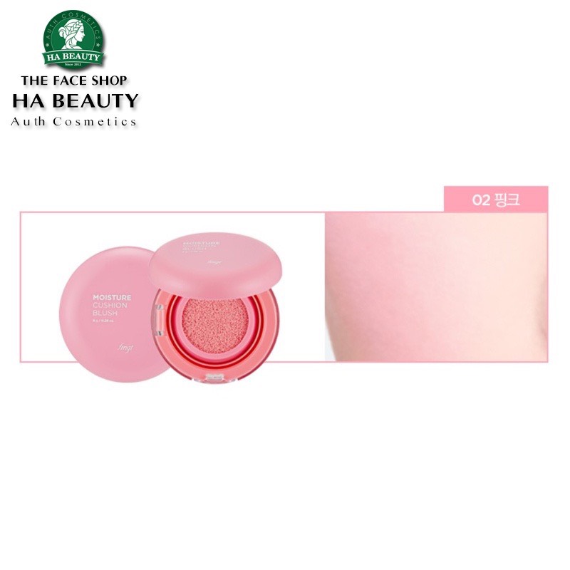 Má hồng dạng nước trang điểm dưỡng da siêu mịn nâng tông sáng tự nhiên Hàn Quốc The Face Shop Moisture Cushion Blush 8g