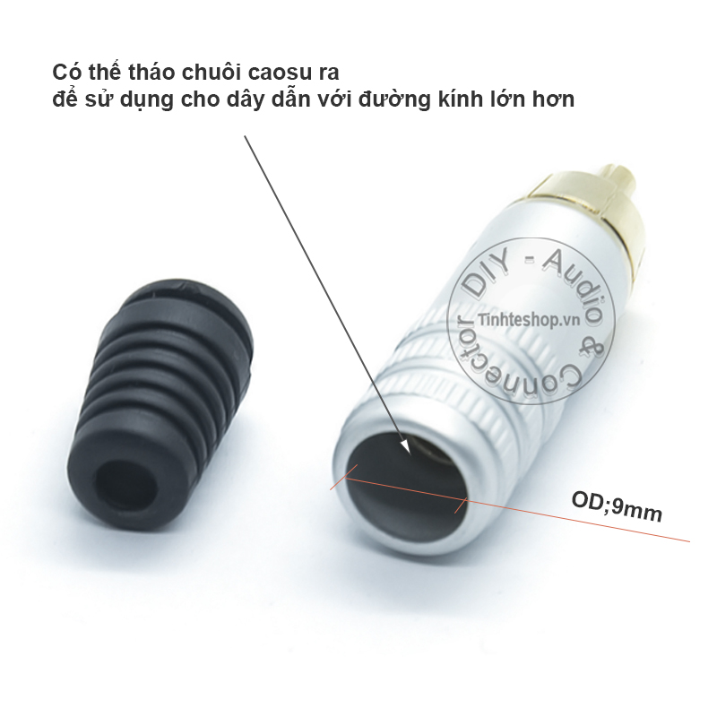 2 chiếc - Đầu jack hàn dây cáp AV Audio Video Coaxial Goldsnake gold 24K chuôi cao su co dãn