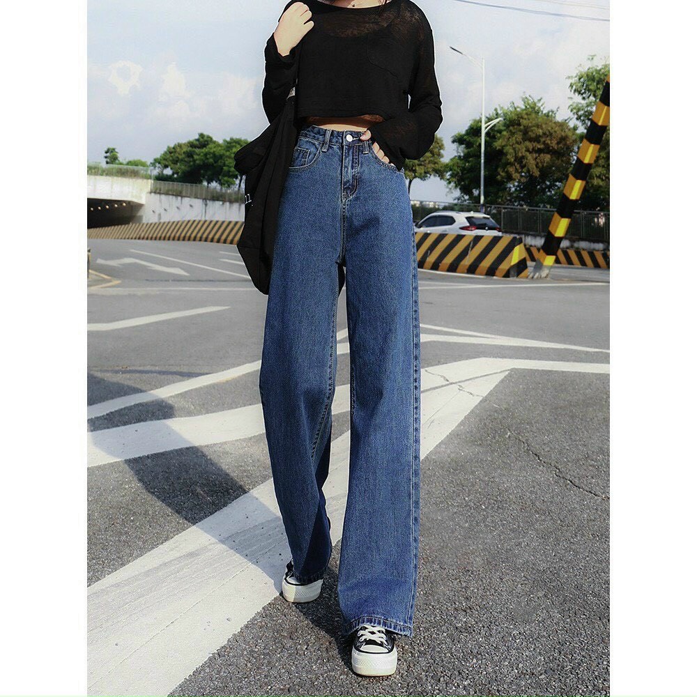 [HCM]QUẦN BAGGY JEAN NỮ ỐNG RỘNG LƯNG SIÊU CAO MẪU MỚI CHẤT COTTON CO GIÃN CAO CẤP THỎ TÂY SHOP94 MS94
