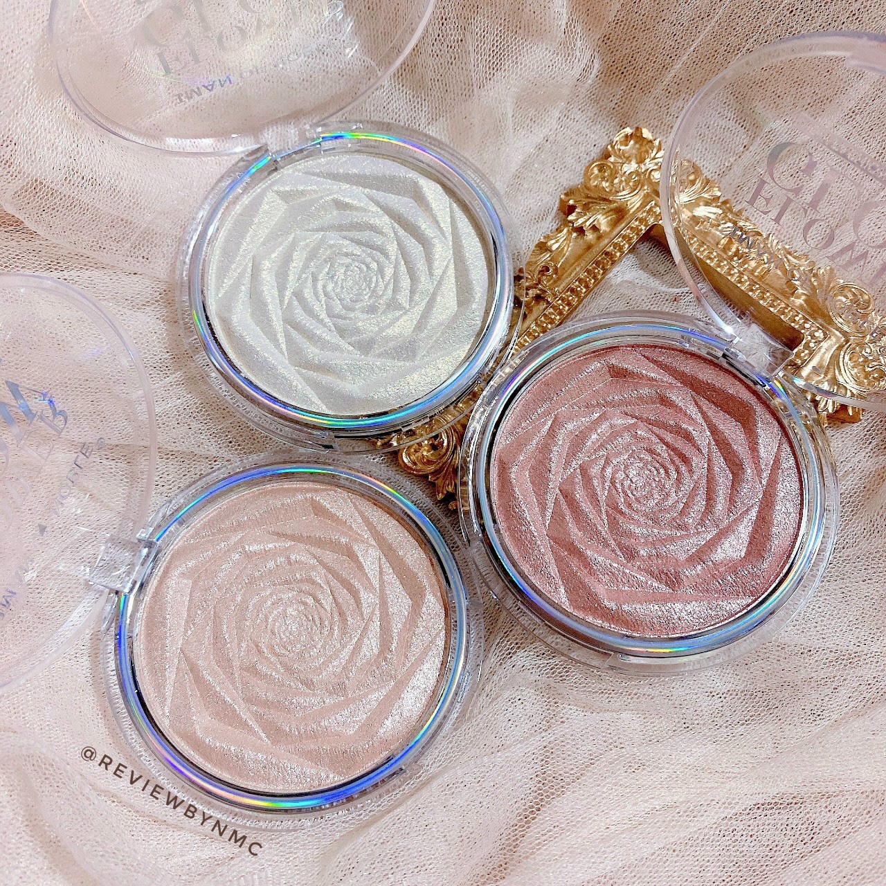 Phấn bắt sáng iman hoa hồng flower glow highlighter 3D