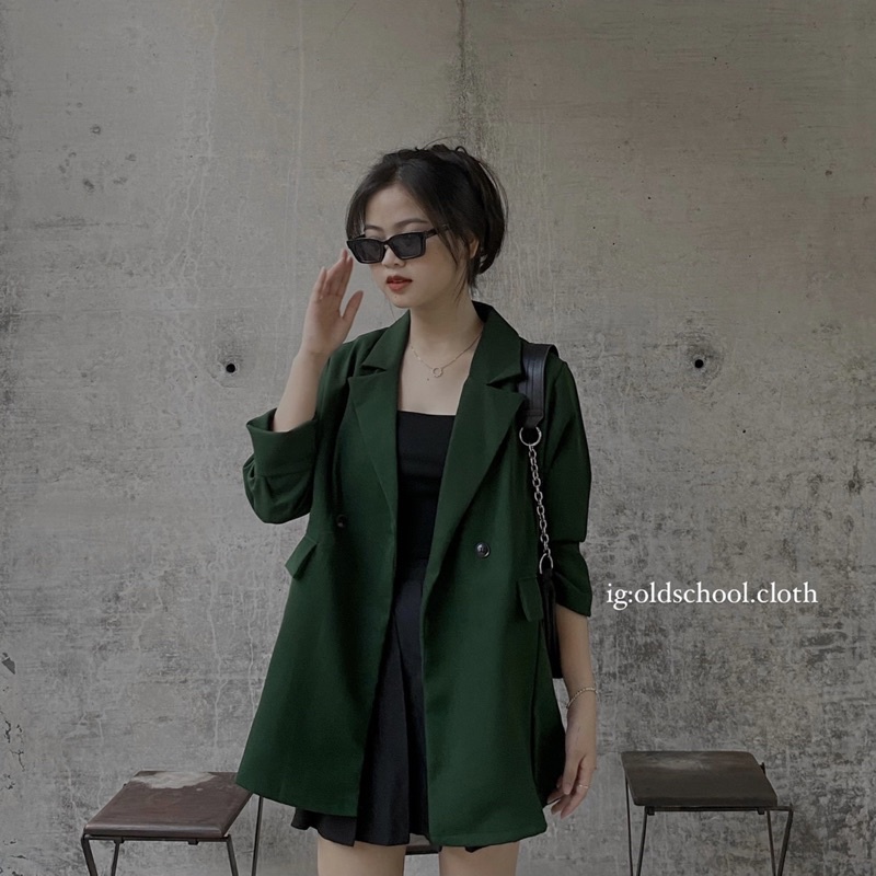 (Oldschoolcloth)ÁO BLAZER HÀN QUỐC 1 LỚP TÚI ĐẮP (ảnh thật)