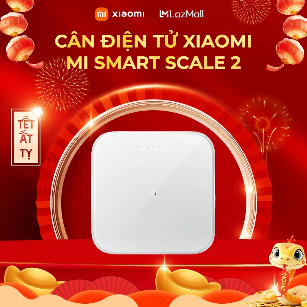 Cân Điện Tử Theo Dõi Sức Khỏe Xiaomi Mi Smart Scale 2 | Màn hình LED | Kính cường lực bền đẹp