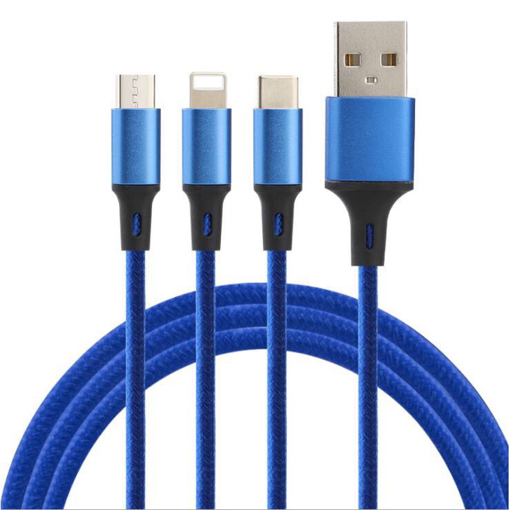 Cáp sạc 3 đầu chống rối đứt cho ipmicro-type c