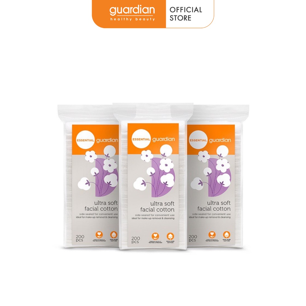 Bông tẩy trang siêu mềm guardian 3 gói x 200 miếng