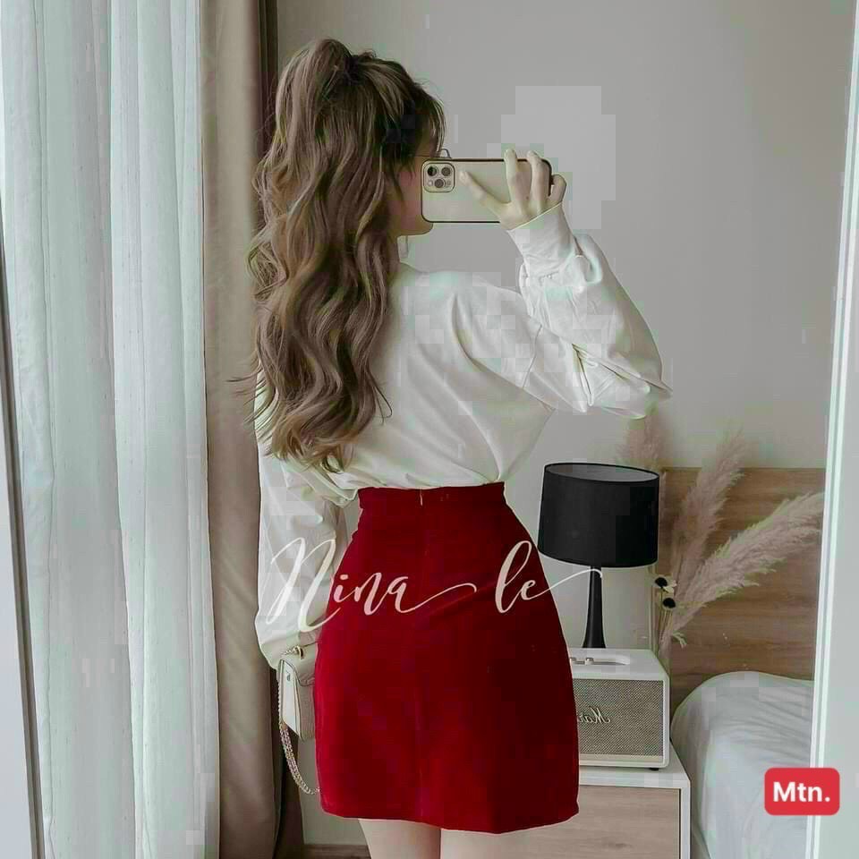Sét bộ đồ nữ kiểu áo in chữ FOM rộng kèm chân váy