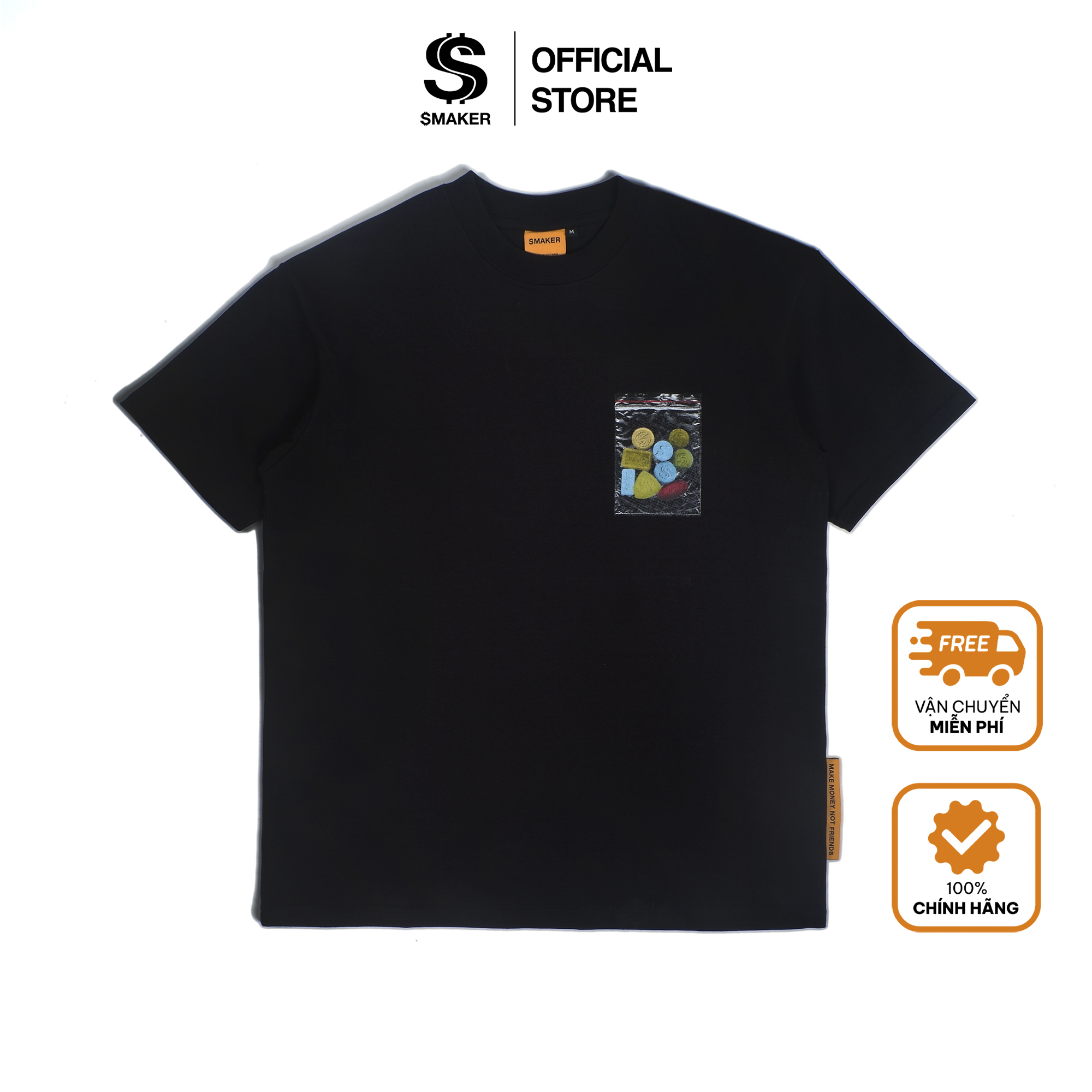 [Nhập LAZLOOK99- giảm 100k đơn 500k|[SMAKER] Áo thun 100% cotton hình kẹo - XTC TEE IN BLACK