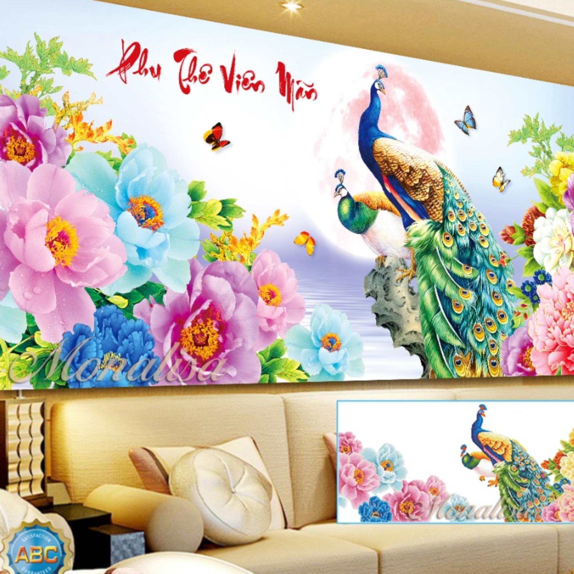Tranh chấm đá Phu Thê viên Mãn Y8167-160x70cm