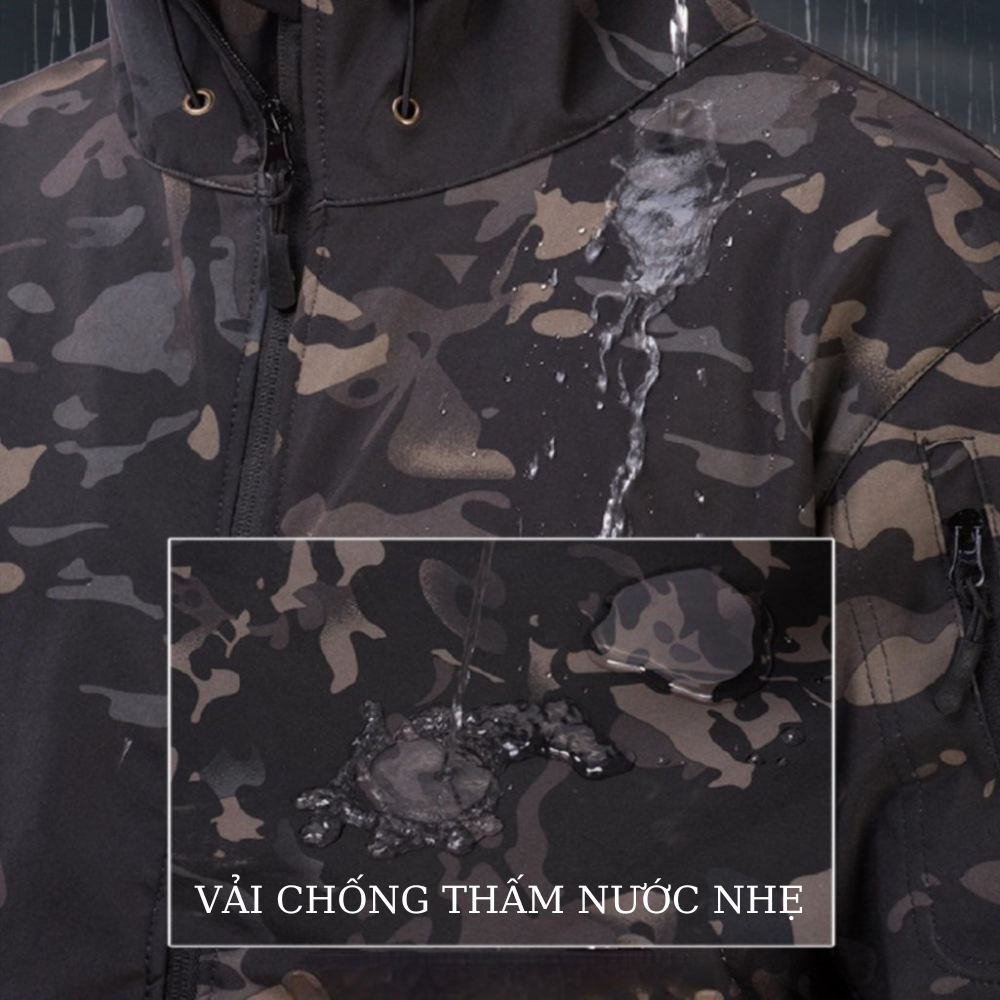Áo Khoác Chiến Thuật TAD, Áo Khoác Tactical Lót Nỉ Vải Trượt Nước