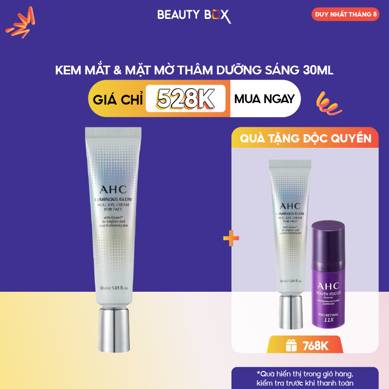 Kem dưỡng làm sáng vùng da mắt ahc luminous glow real eye cream for face 30ml