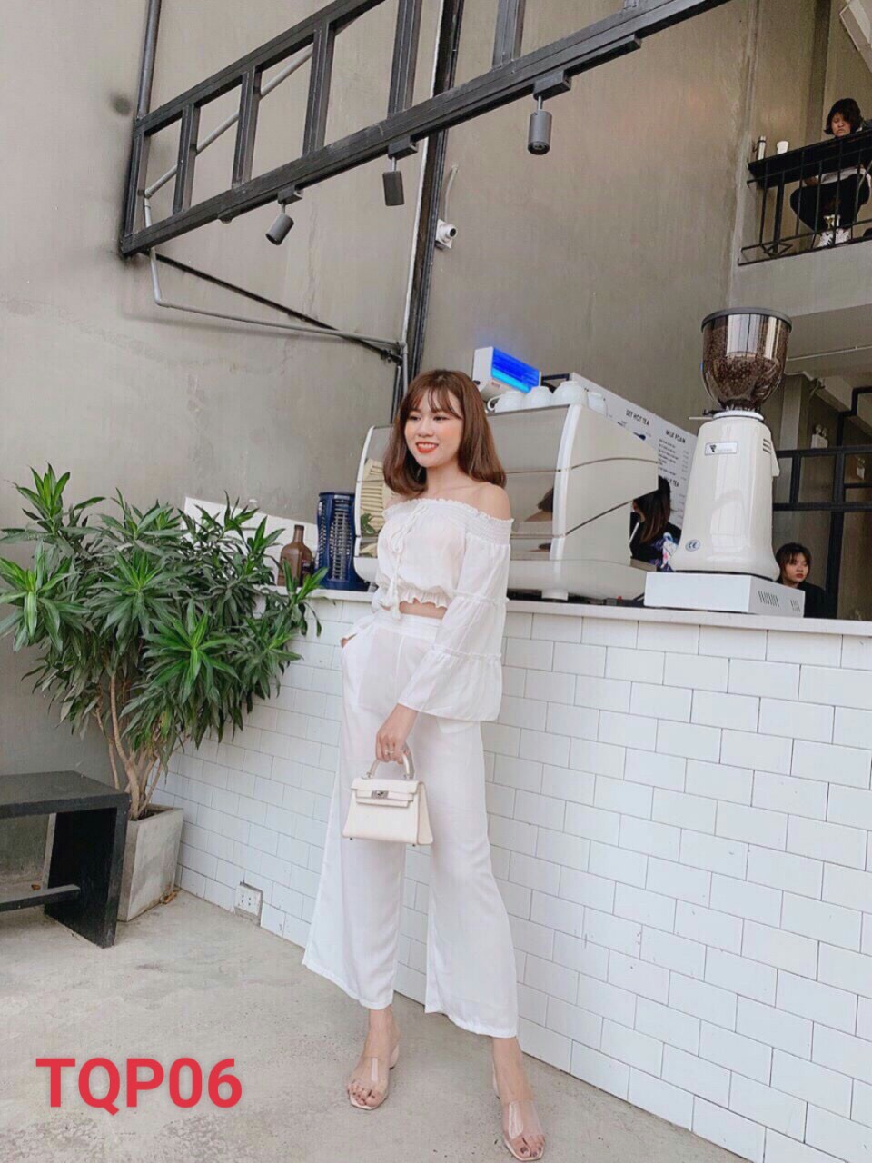 Sét bộ voan croptop trễ vai bo eo tay xòe dễ thương TTSA0171