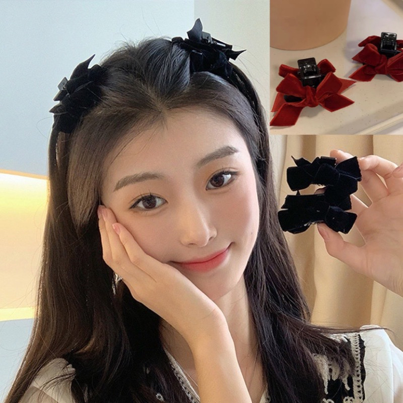 Kẹp tóc càng cua đính nơ nhung dễ thương