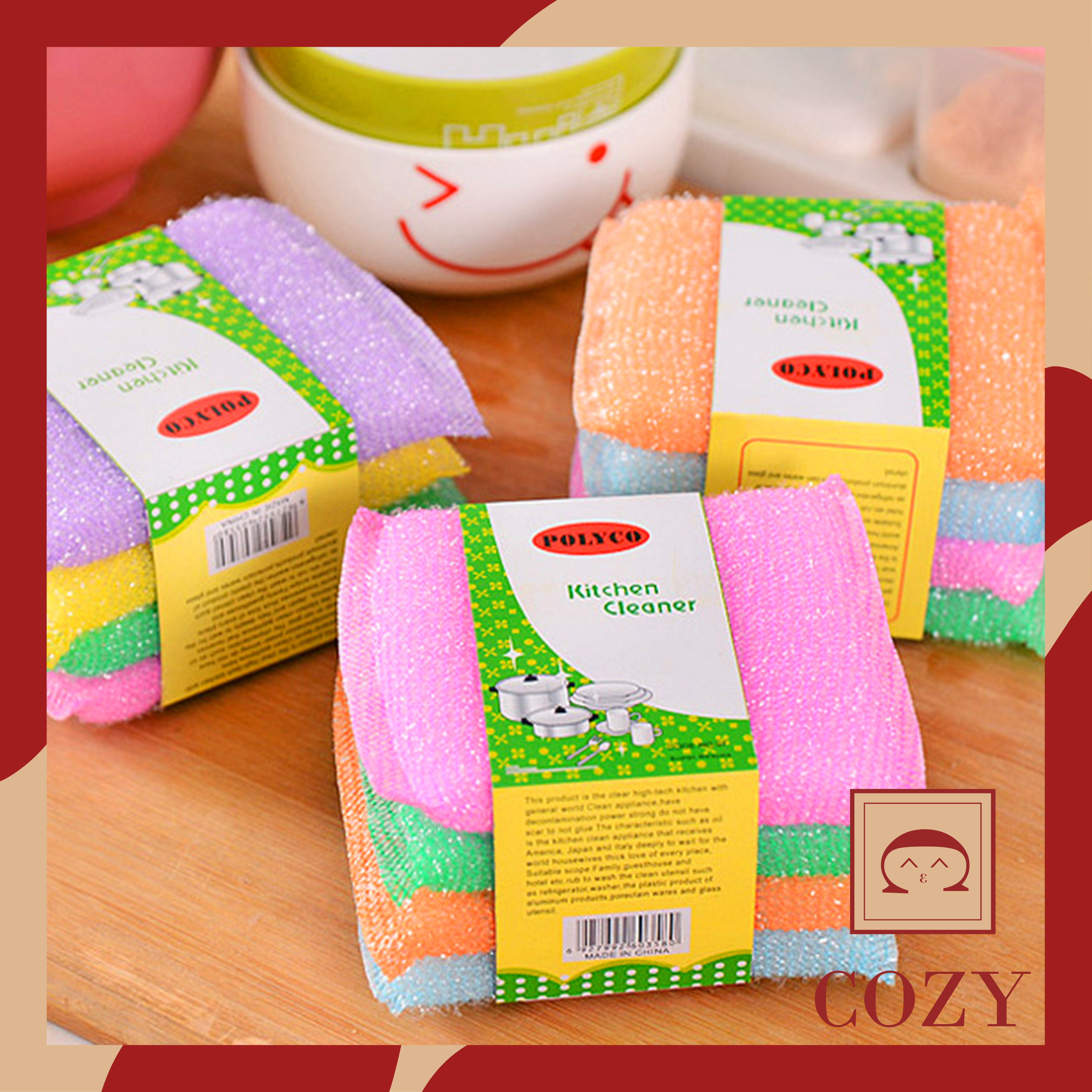 [Freeship Max] Miếng rửa chén bát nhà bếp, Miếng bọt biển cọ nồi tạo bọt Cozy Style