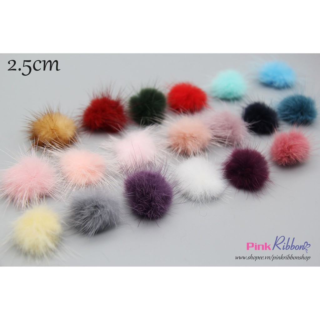 Lông Thỏ Tròn Cỡ Bé 2.5Cm Sợi Dài - Set 5 Cái