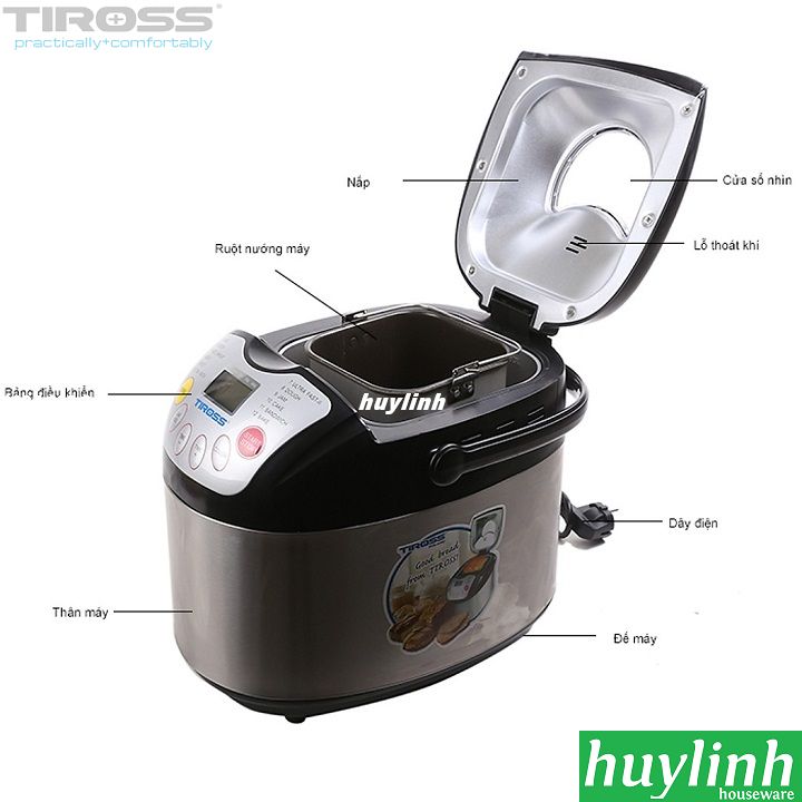 [HCM]Máy làm bánh mì Tiross TS821 - 2 lít - 12 chức năng