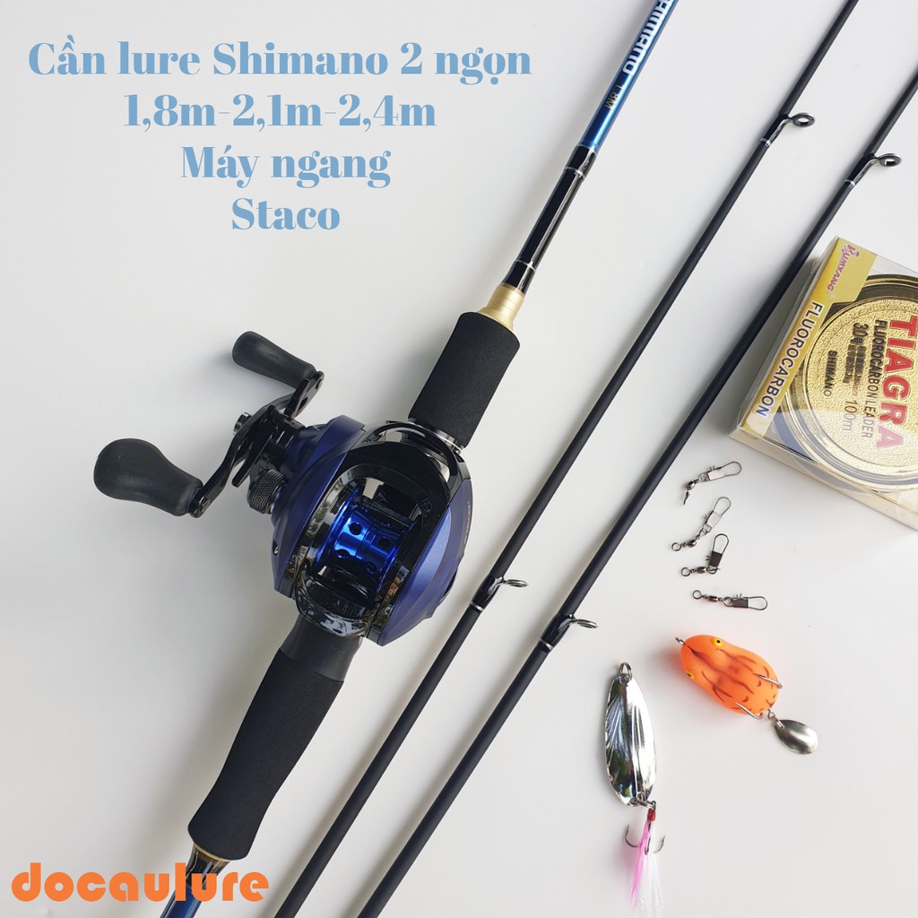 Bộ Cần Câu Lure Shimano 2 ngọn 1m8 - 2m1 - 2m4, Máy Ngang STACO kèm phụ kiện - Cam kết bảo hành đổi trả trong 2 tuần đầu