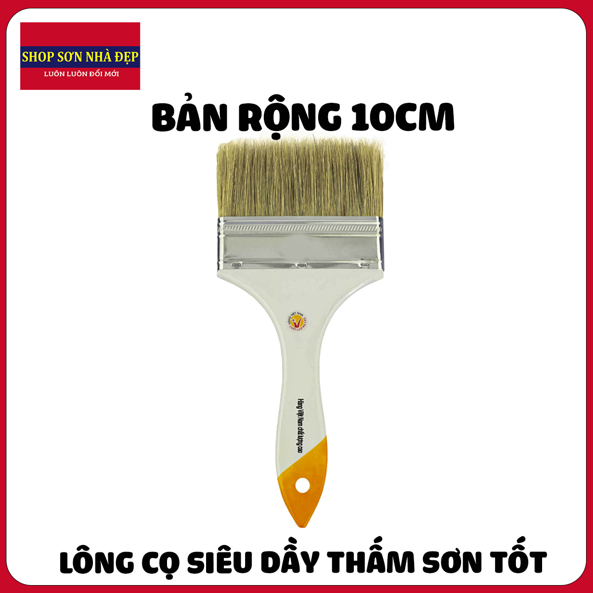 Cọ quét sơn chổi sơn  cán gỗ cao cấp bản 10cm