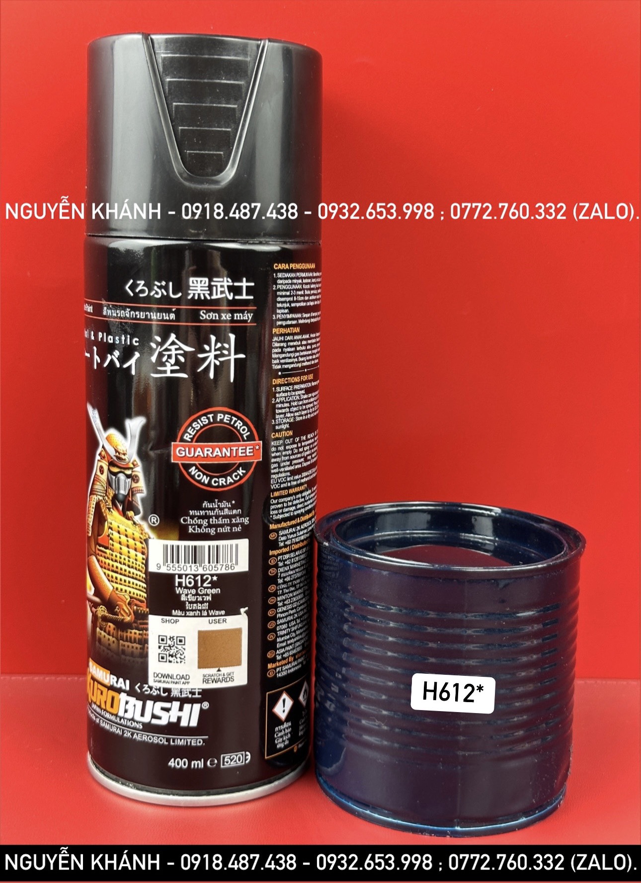 H612-sơn xịt samurai màu xanh wave nhớt