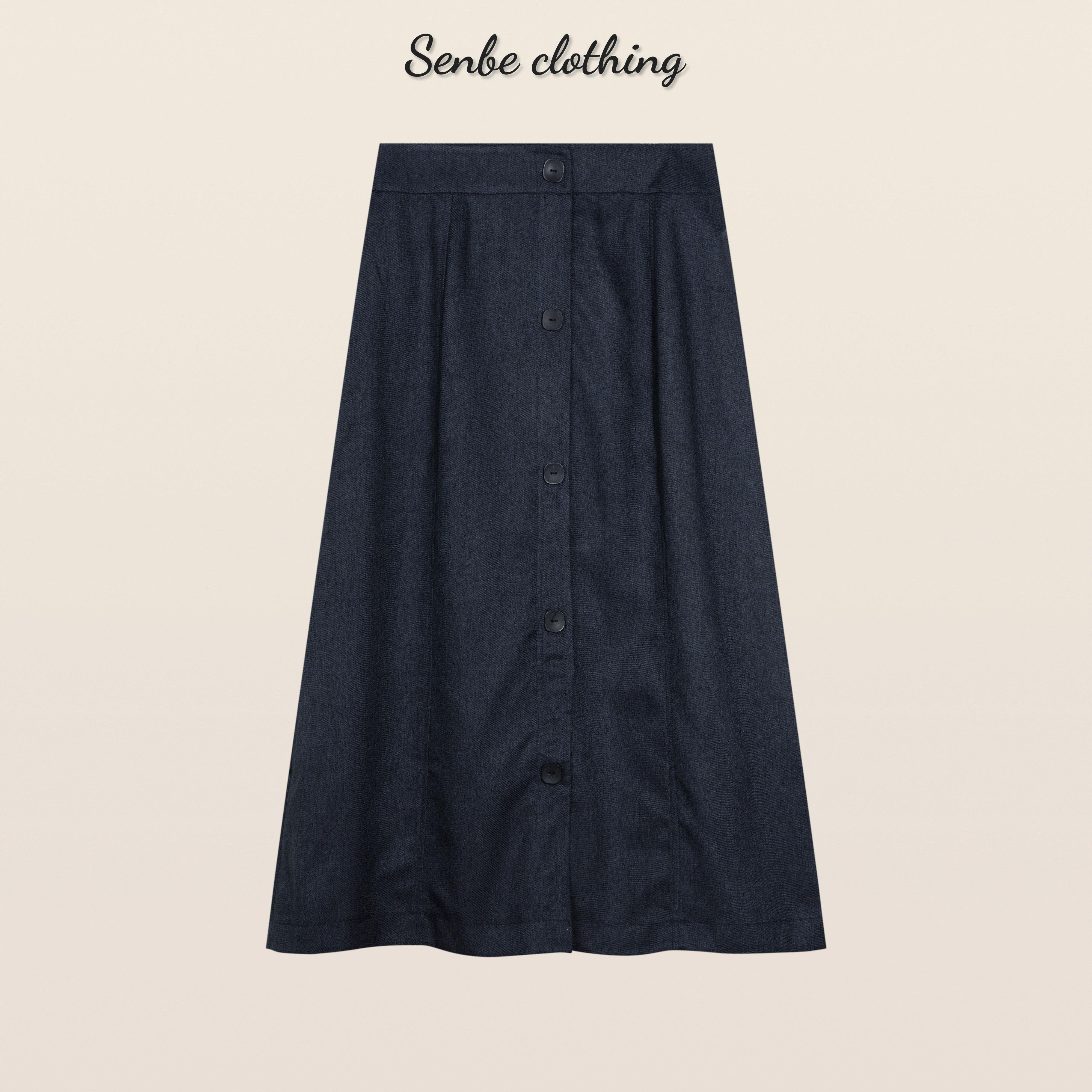 Chân Váy Đính Nút Dài - Xanh Đen [CV016 - Senbe Clothing]