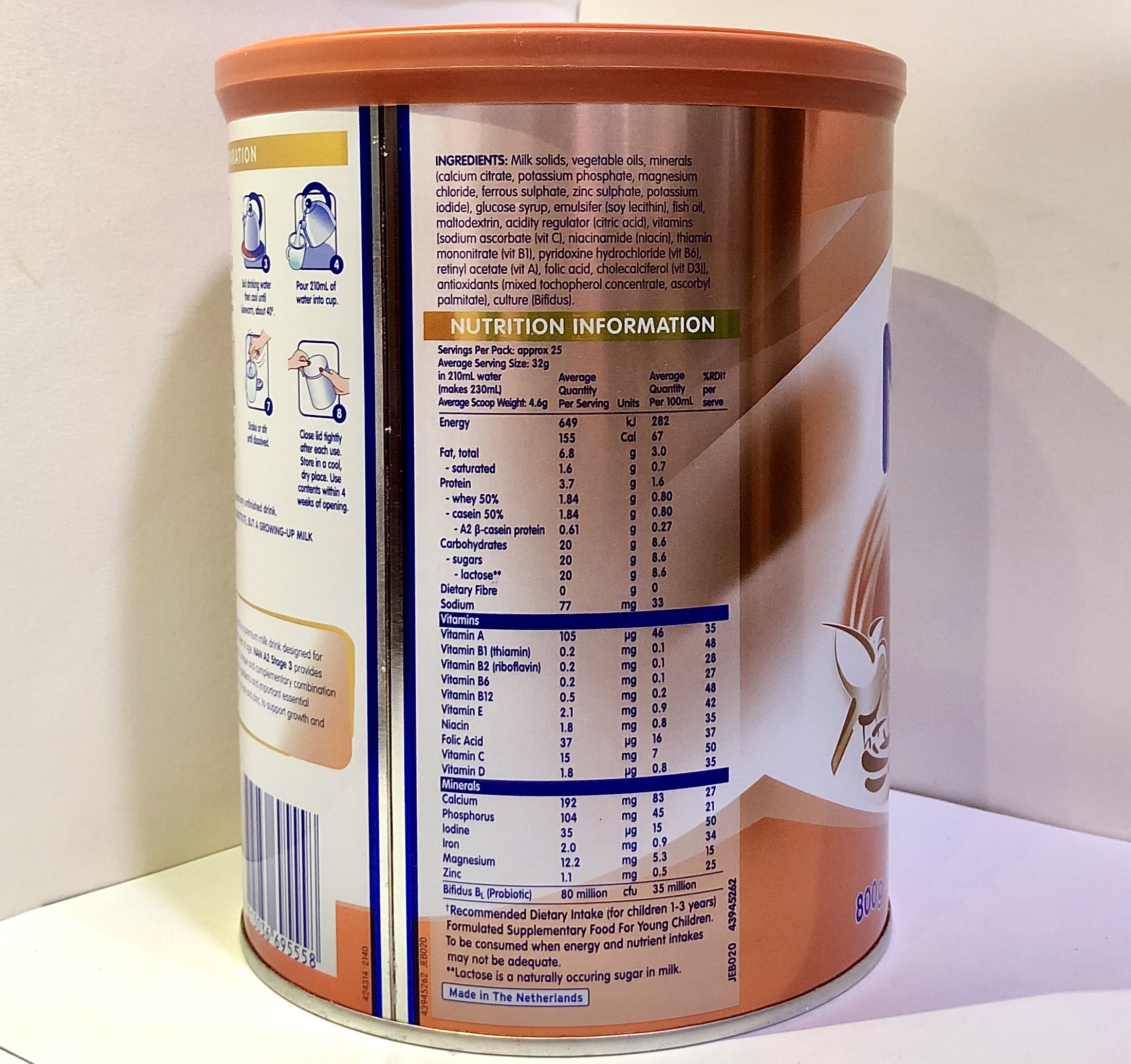 [ DATE THÁNG 6.2021 ] Sữa NAN  A2 số 3 800g (dành cho bé từ 1 tuổi)