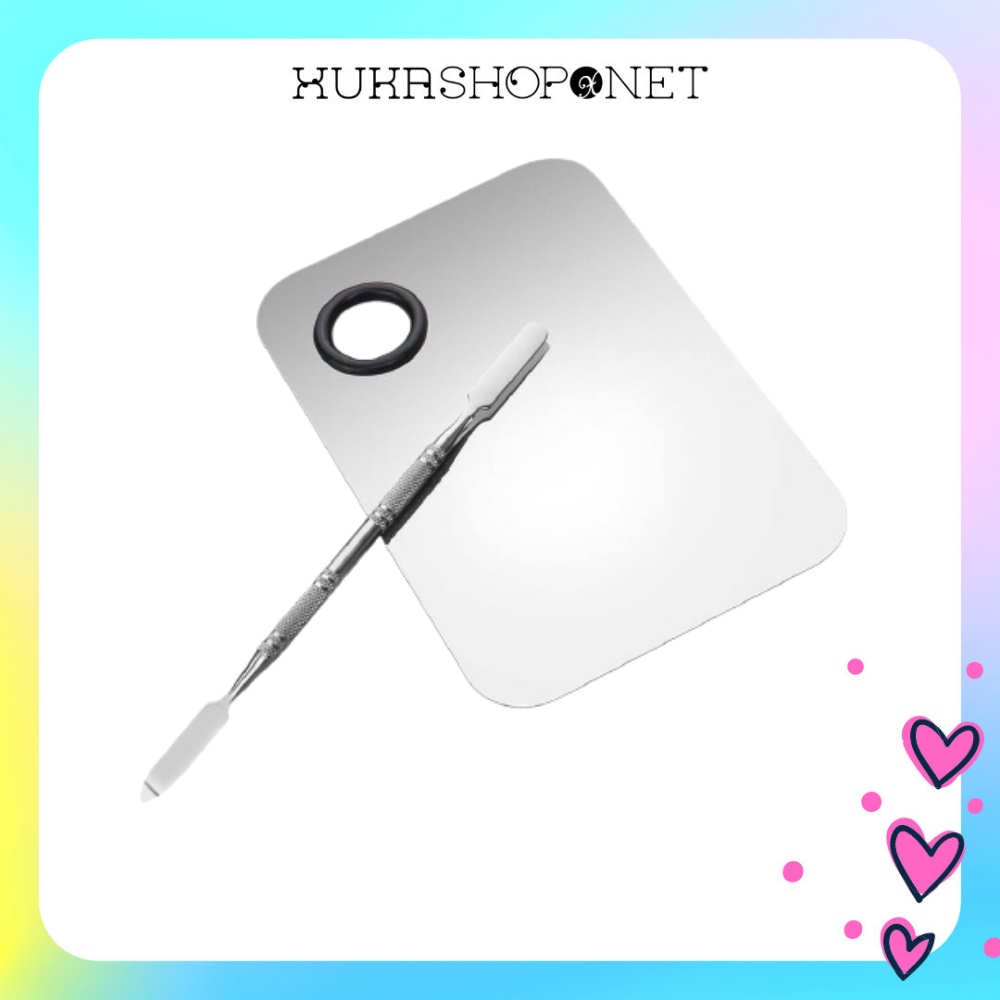 Khay pha trộn kem nền, son môi chất liệu inox hình chữ nhật 10x15cm chuyên dụng cho makeup