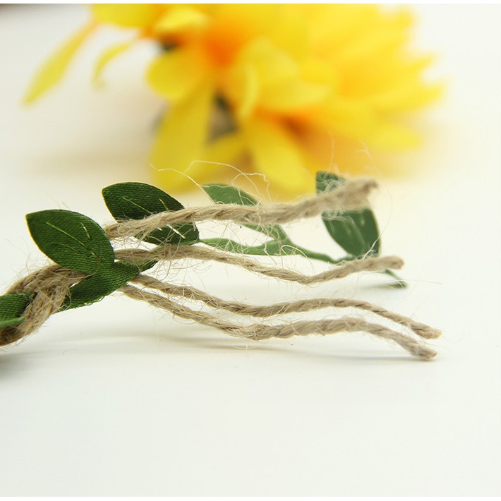 Cuộn 5m dây thừng lá xanh handmade - Dây Màu Nâu