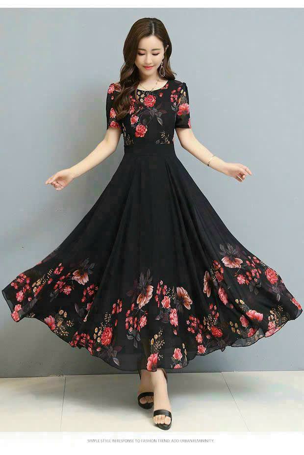 Đầm maxi họa tiết 3d cao cấp ck96290