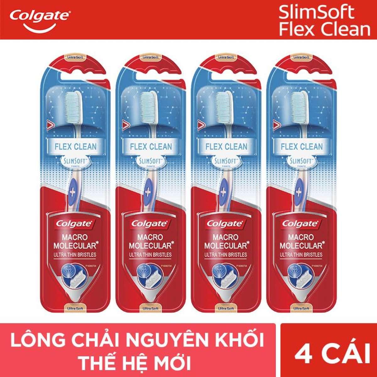 Combo 4 Bàn chải đánh răng Colgate SlimSoft Flex Clean THAN ĐEN