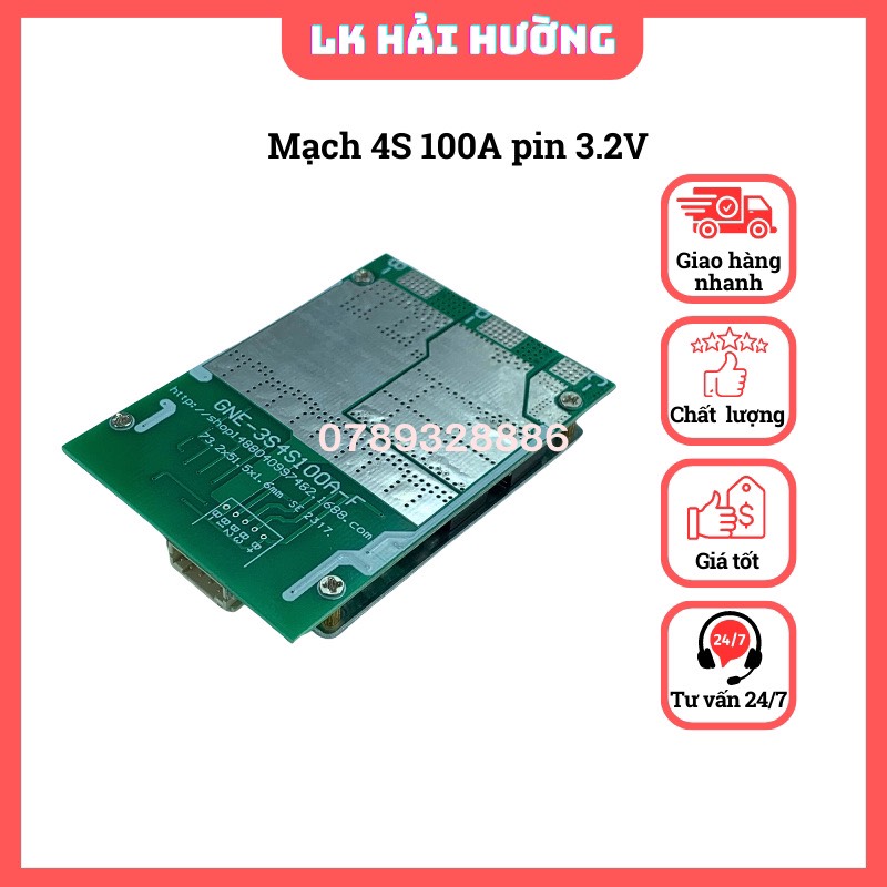 Mạch 3S 4S 100A cho pin sắt 3.2V