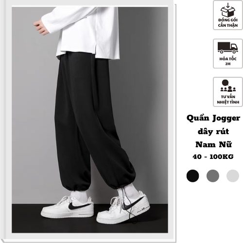40-100kg Quần nam nữ thời trang bigsize unisex lai thun dây rút mặc được 2 kiểu
