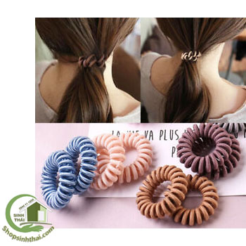 [HCM]Dây buộc tóc nhựa xoắn co giãn lò xo nhiều màu - giao màu ngẫu nhiên