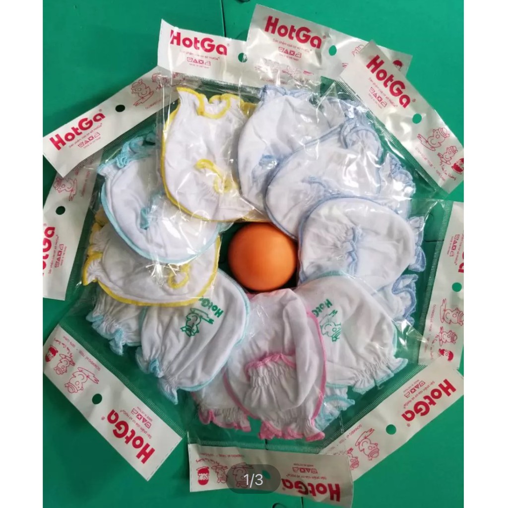 Bao tay chân cho bé sơ sinh, bao tay chân viền màu hotga