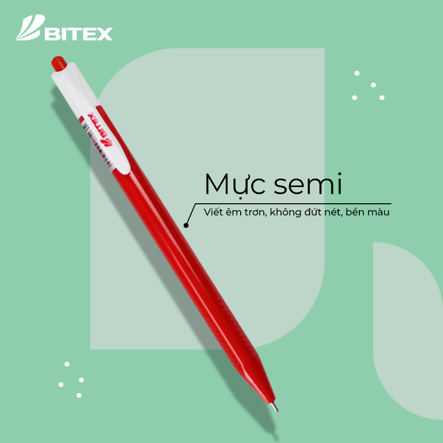 Bút bi Bitex mực xanh / đỏ / đen B02 ngòi 0.7mm (1 cây)