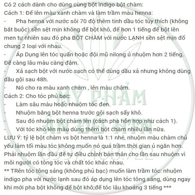 Bột nhuộm tóc indigo- lá chàm màu xanh đen 100g