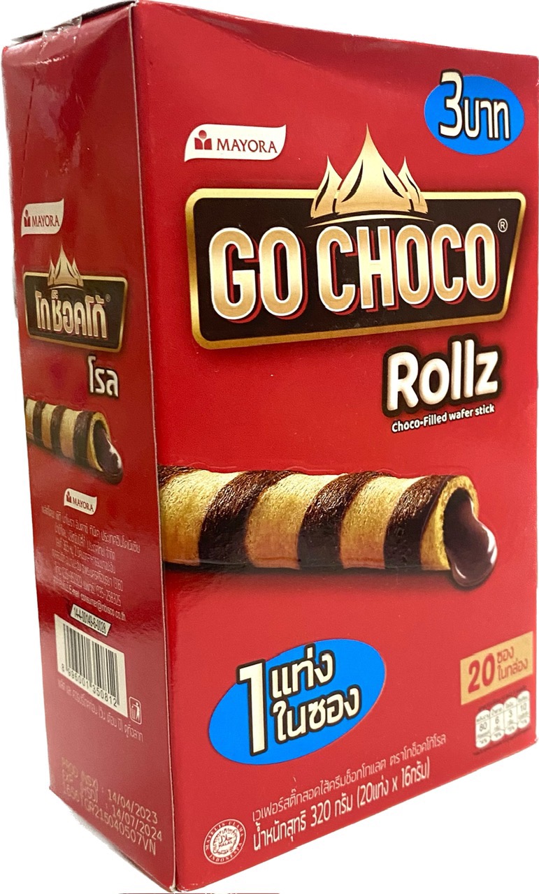 Bánh Quế Xốp Kem Socola Go Choco Rollz 280gr