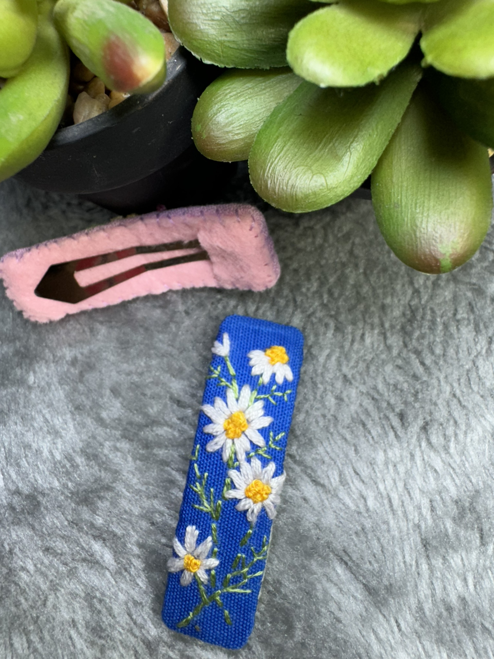 Kẹp Tóc ( Cặp Tóc bẻ ) Thêu Tay cao cấp 7cm Handmade