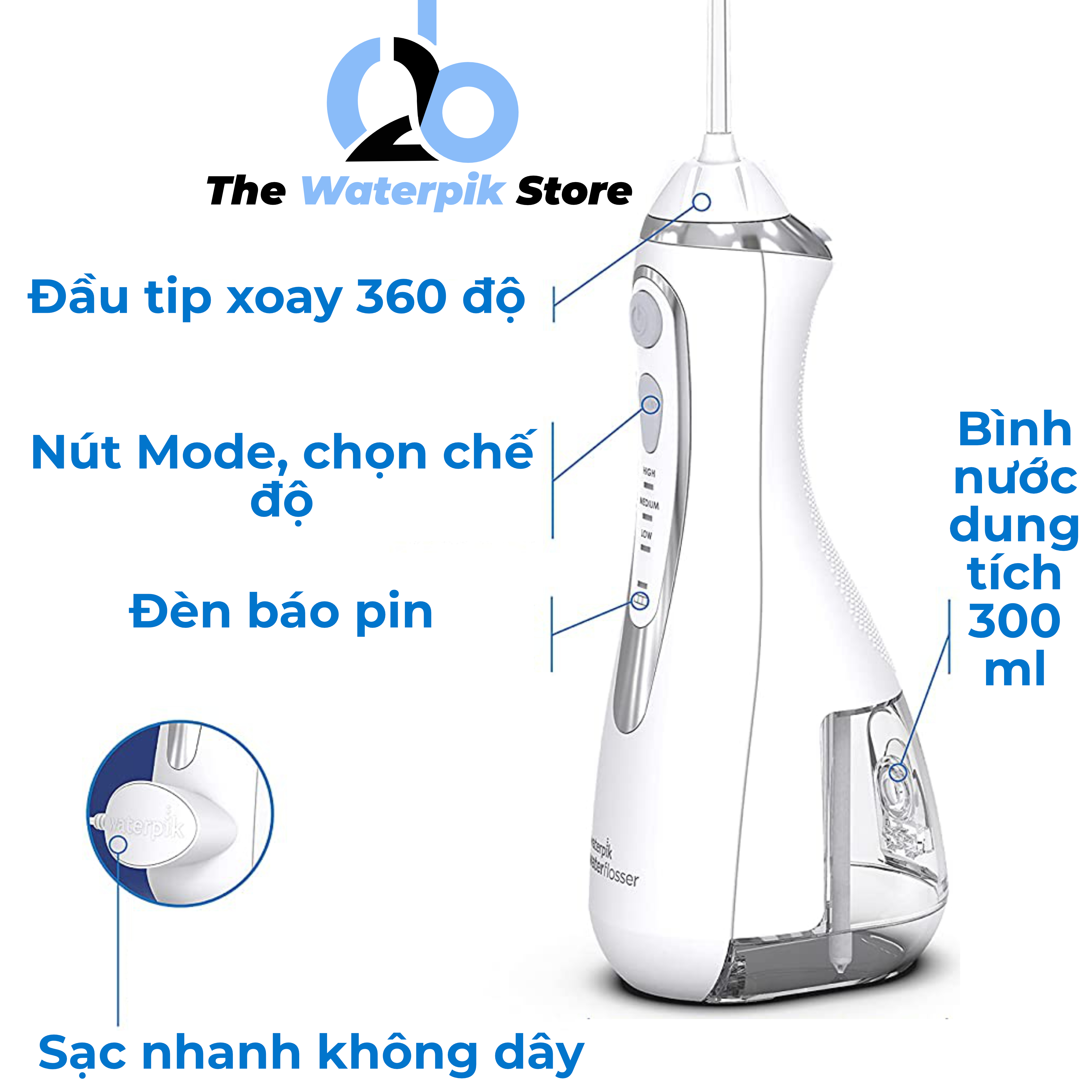 Tăm nước Waterpik 560 Cordless Advance. Thương hiệu đến từ Hoa Kỳ